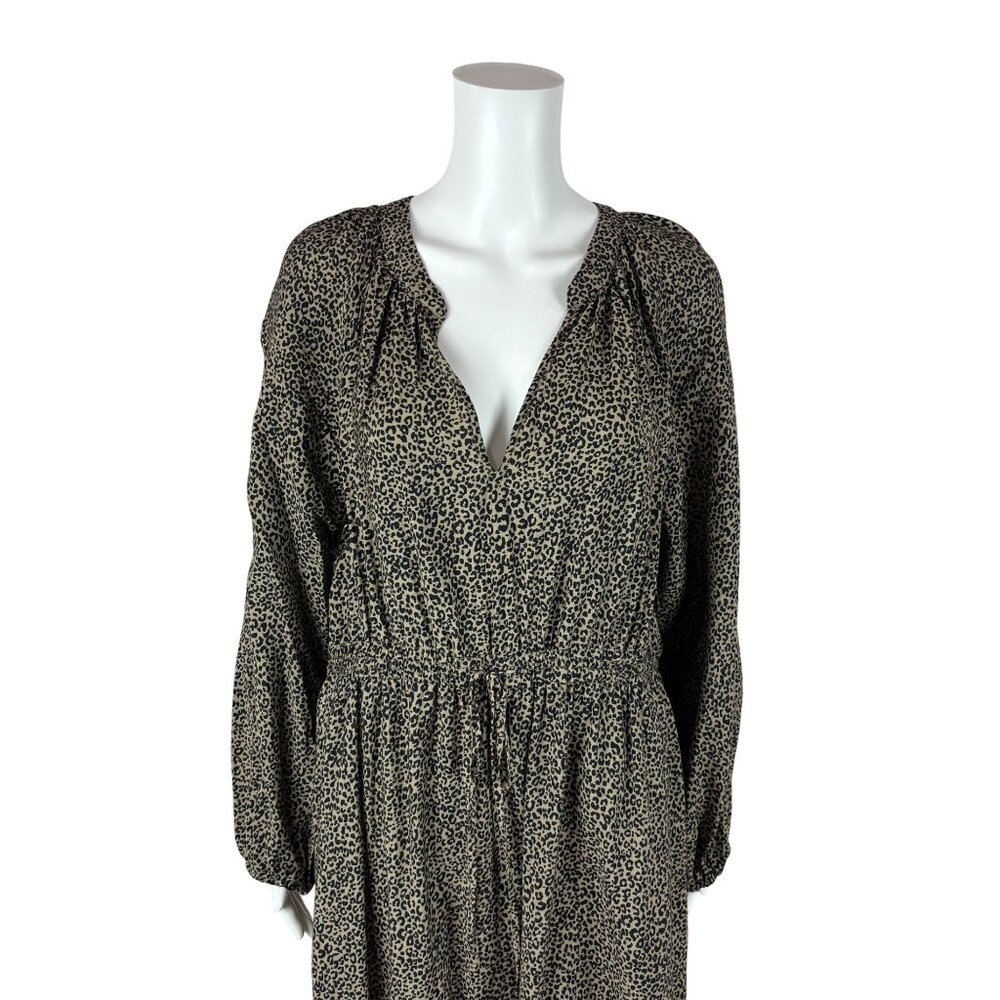 A New Day Leopard Dress Womens Large Balloon Long Sleeve Tiered Print Midi - Picture 3 of 12